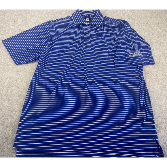 FootJoy Other - FootJoy Mens Blue White Striped Golf Polo Shirt Big Creek Country Club Logo XL